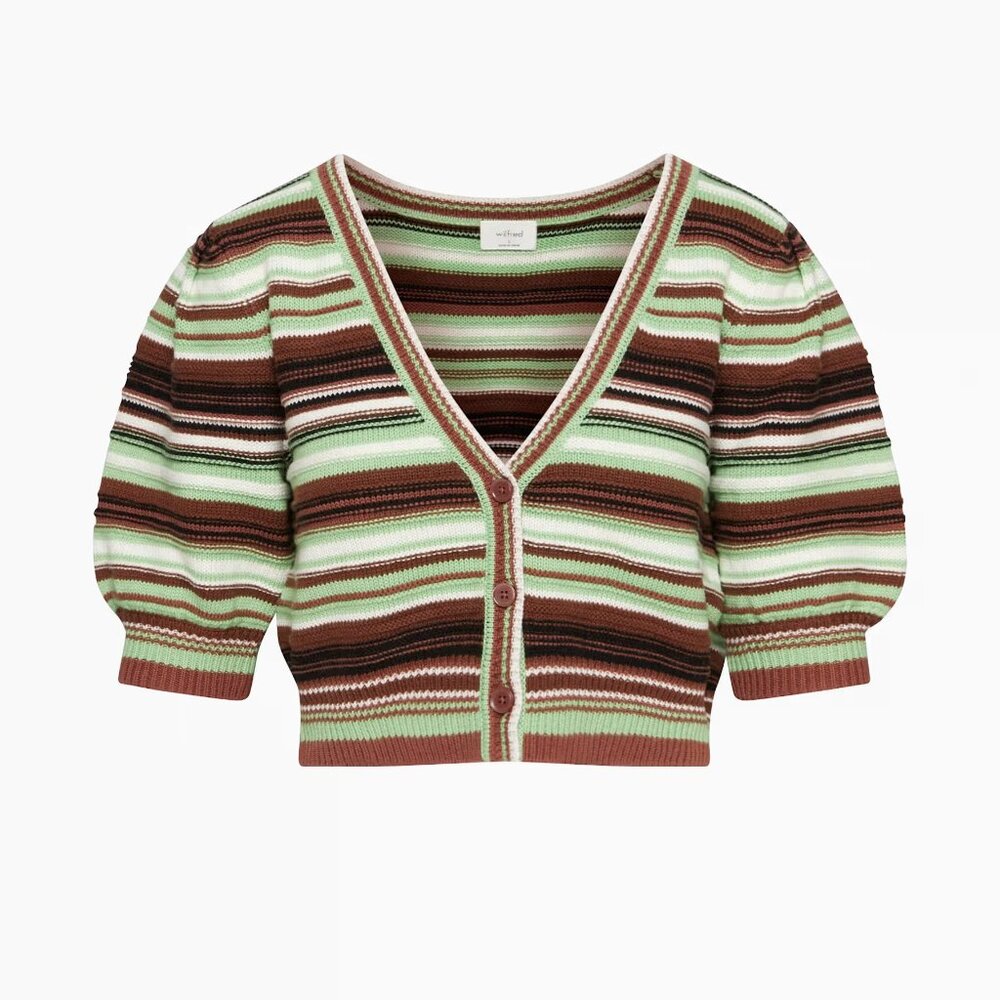Aritzia Wilfred Canterbury Merino Wool and Cotton Stripe Cardigan